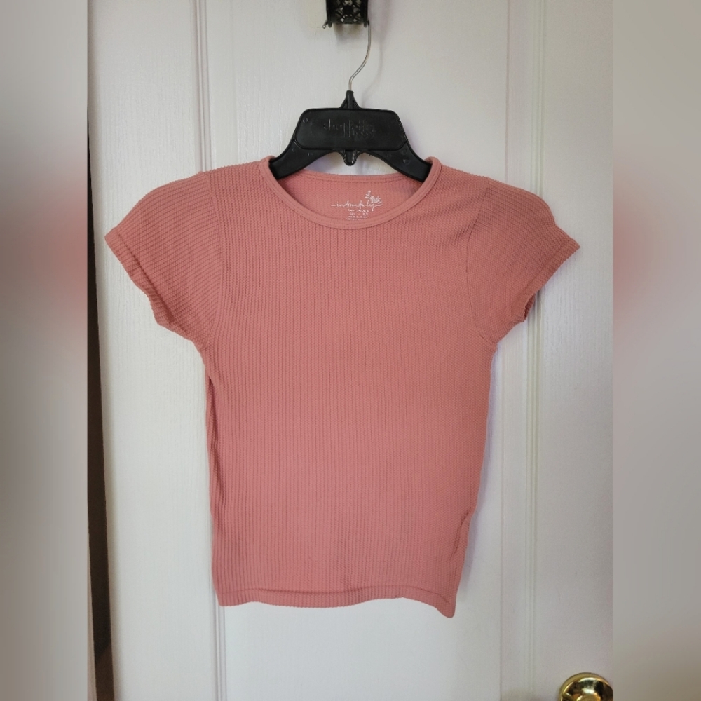 FP Intimately Weekday Seamless Ribbed Baby Tee Pink XS/S Short Sleeve Cropped
